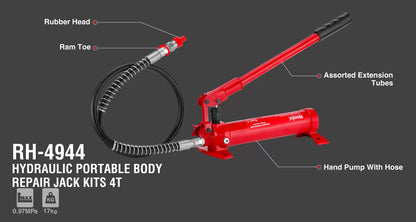 [RH-4944] Kit Cric Idraulico Portatile per Riparazione Carrozzeria 4Ton