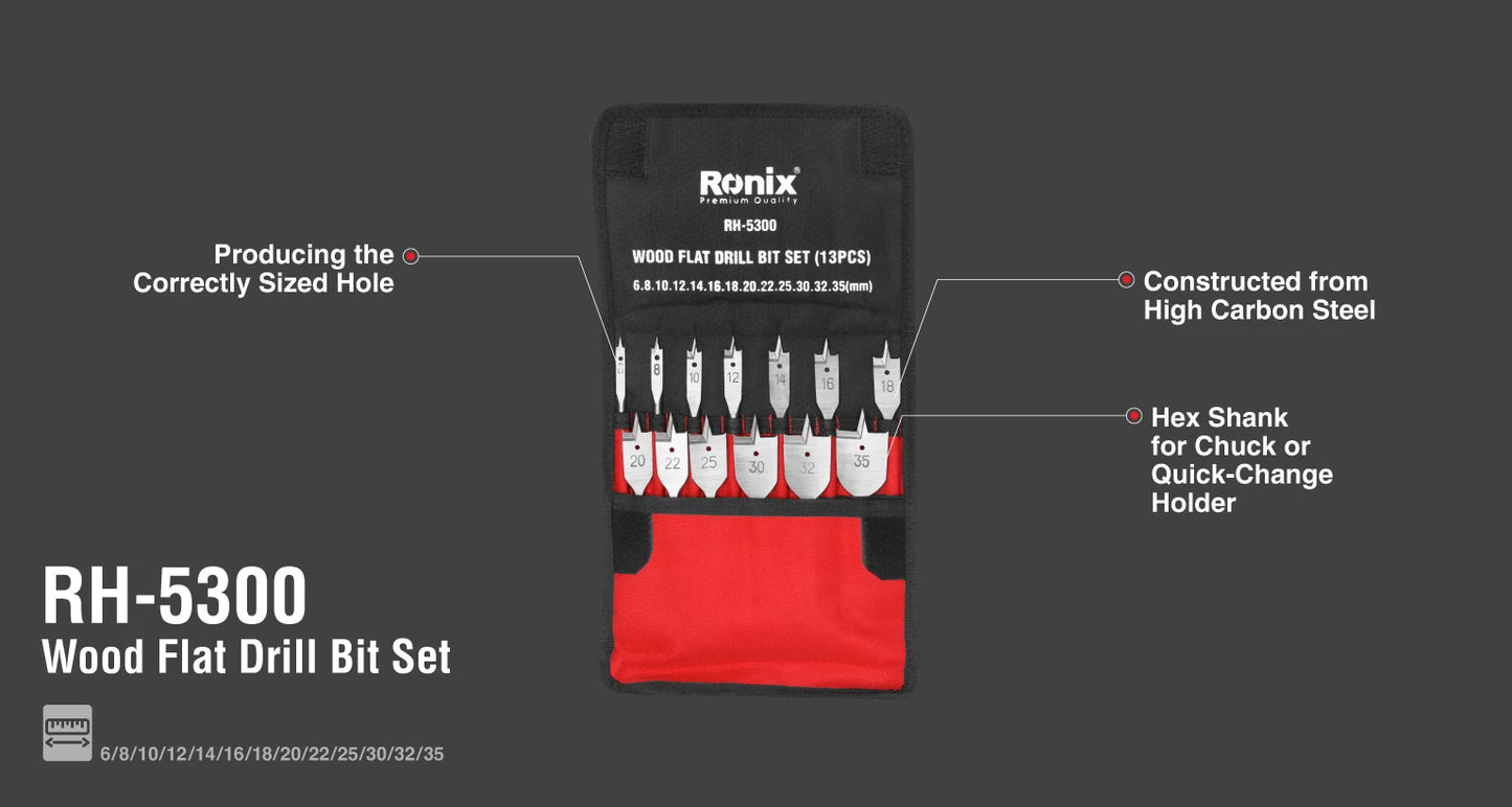 [RH-5300] Set di punte piatte per legno (13 pezzi)