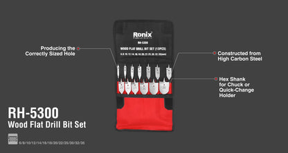 [RH-5300] Set di punte piatte per legno (13 pezzi)