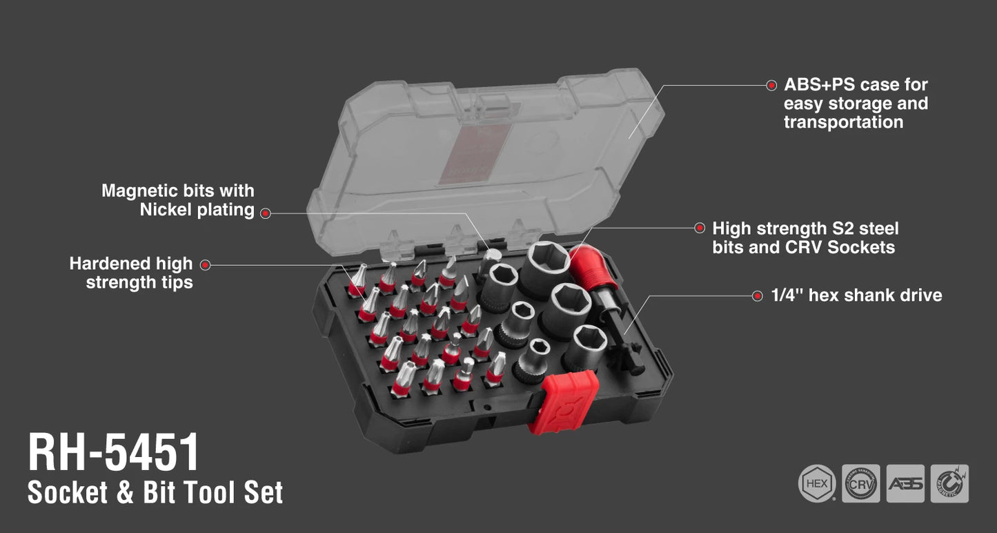 [RH-5451] Set di Utensili a Incastro e Bit (29 pezzi)