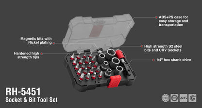 [RH-5451] Set di Utensili a Incastro e Bit (29 pezzi)