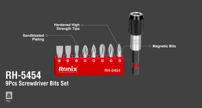 [RH-5454] Set di 9 punte per cacciavite