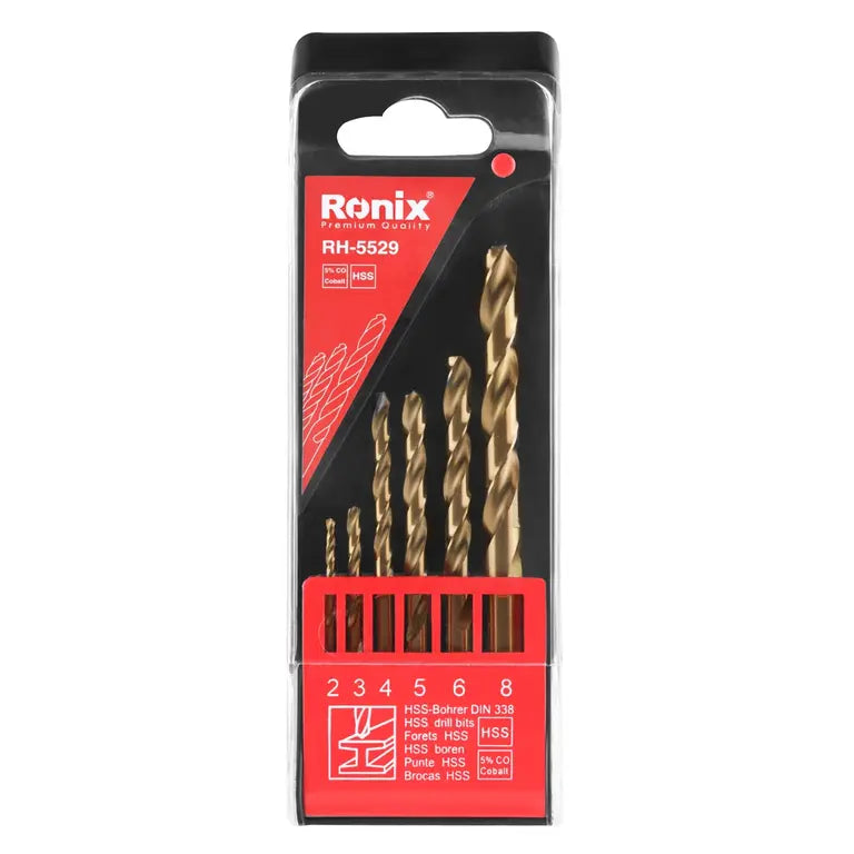 [RH-5529] Set di punte da trapano HSS 5% cobalto (2,3,4,5,6,8mm)