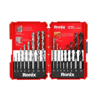 [RH-5583] Set di Punte da Trapano Composito 16pcs HSS