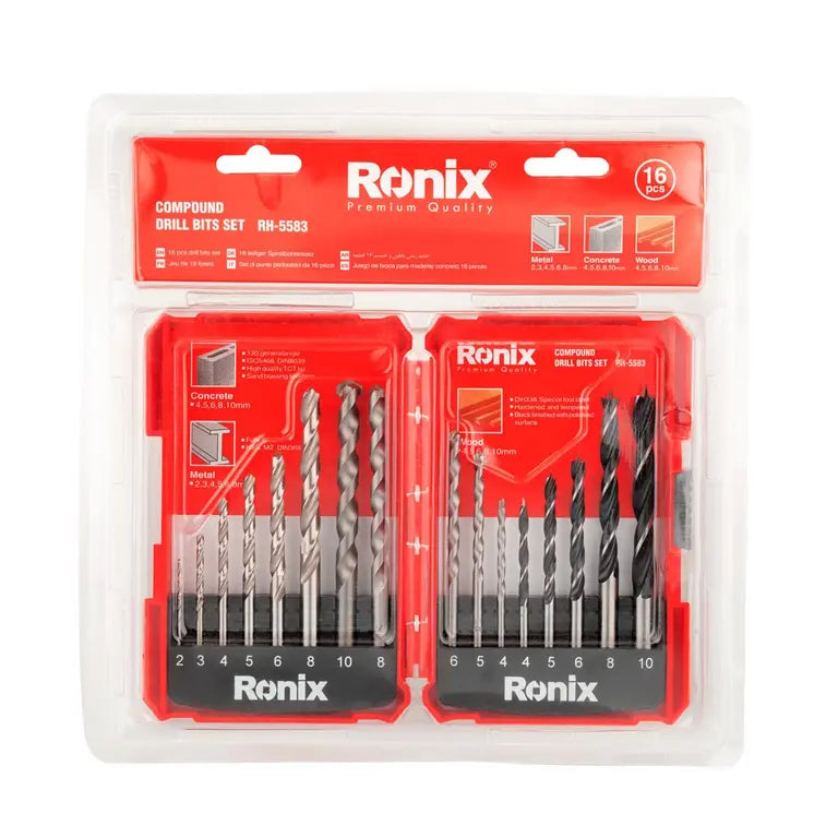 [RH-5583] Set di Punte da Trapano Composito 16pcs HSS
