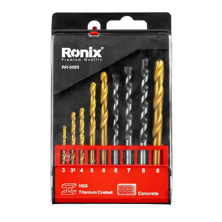 [RH-5585] Set di punte da trapano Hss e cemento (9pz)