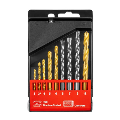 [RH-5585] Set di punte da trapano Hss e cemento (9pz)