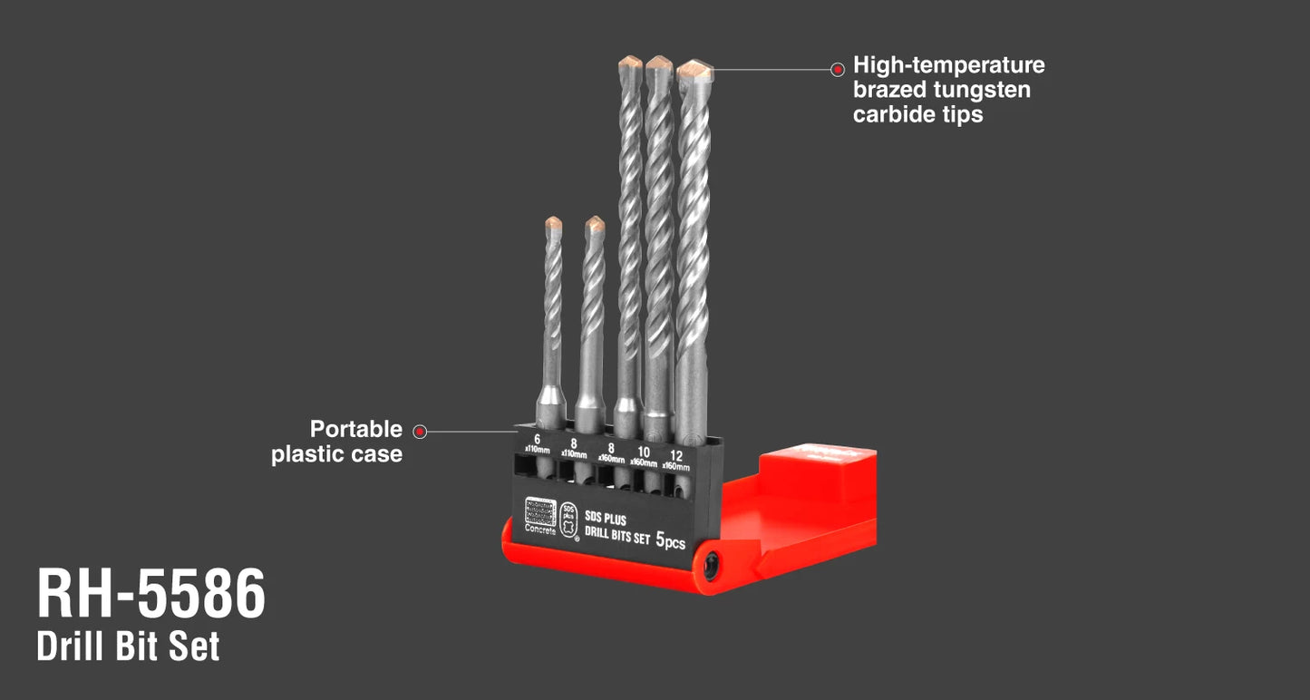 [RH-5586] Set di Punte per Trapano a Percussione 5pcs punta in carburo di tungsteno