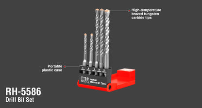 [RH-5586] Set di Punte per Trapano a Percussione 5pcs punta in carburo di tungsteno