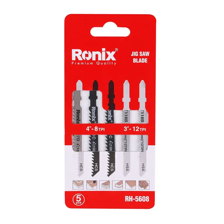 [RH-5608] Set di lame per seghetto alternativo (5 pz) T-SHANK MISTO
