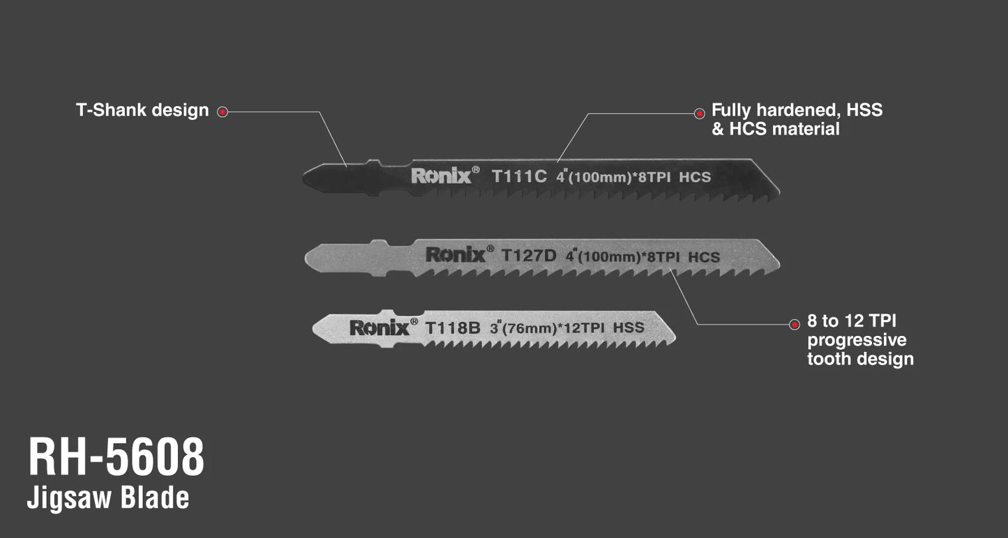 [RH-5608] Set di lame per seghetto alternativo (5 pz) T-SHANK MISTO