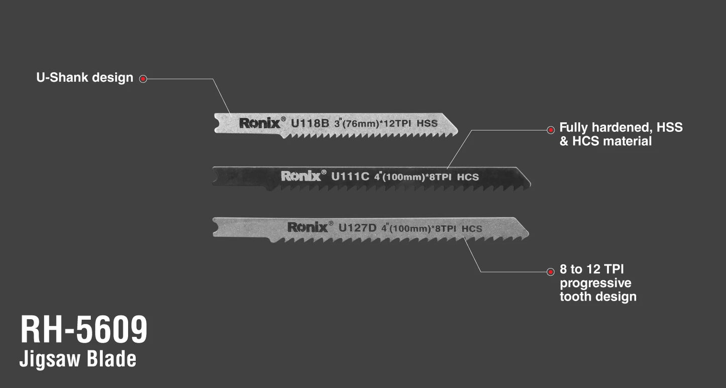 [RH-5609] Set di lame per seghetto alternativo (5pz) U-SHANK MIXED