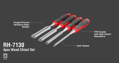 [RH-7130] Set di Scalpelli per Legno (4pz)