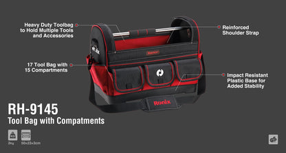 [RH-9145] Borsa per utensili con 15 scomparti da 17 pollici