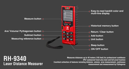 [RH-9340] Misuratore di distanza laser, 40M