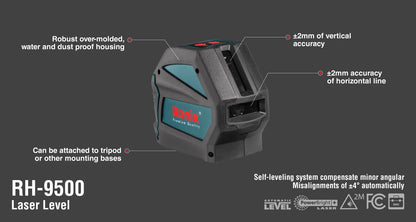 [RH-9500] Livello Laser a Linea Incrociata 50M-Raggio Rosso
