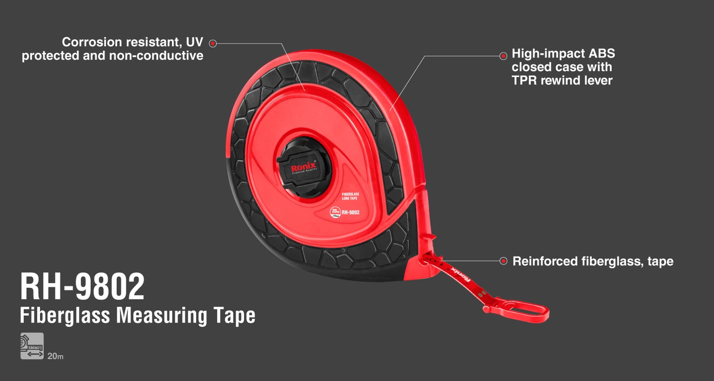 [RH-9802] Flessometro in Fibra di Vetro 20m-0.45mm
