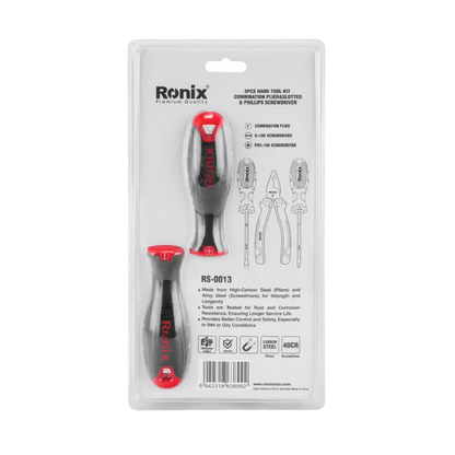 [RS-0013] Kit di Attrezzi a Mano 3pcs (Pinza Combinata-Cacciavite a Taglio e Phillips)